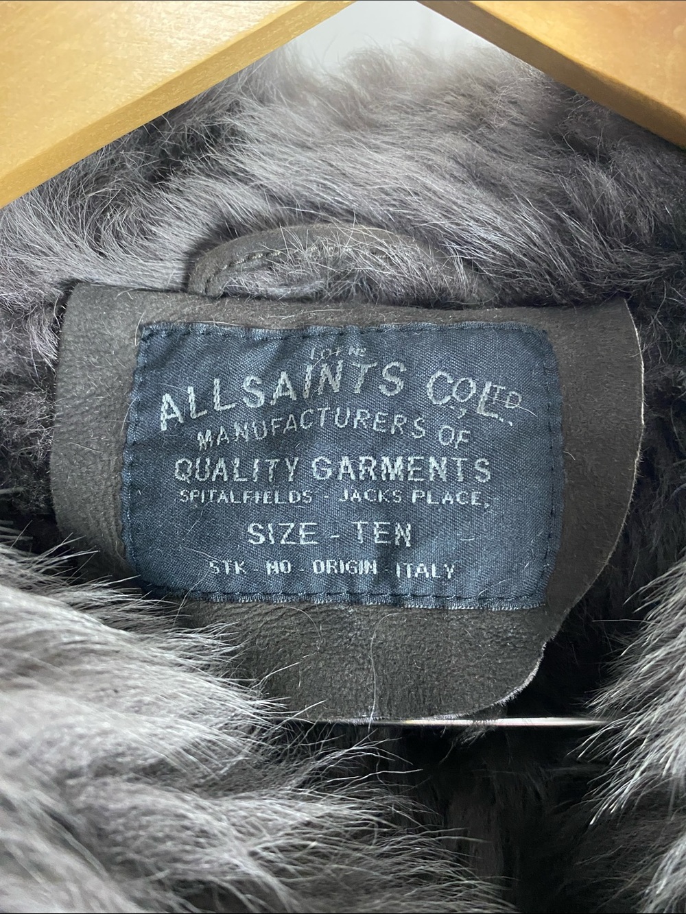 All Saints Ladies PELT Sheepskin shearling Jacket Tagged As Ten Runs Small - Picture 2 of 8